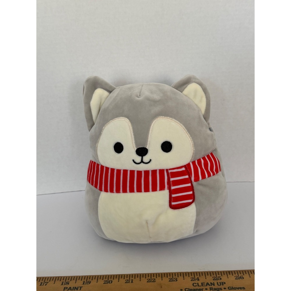 Tillman the Husky Dog 8" Grey White Plush with Scarf Squishmallow Kellytoy